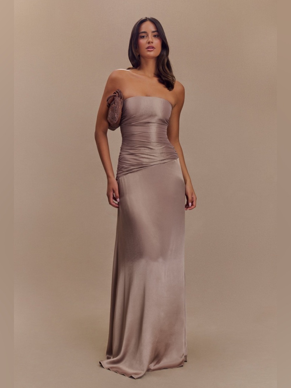 Meshki 	Serena Strapless Taffeta Maxi